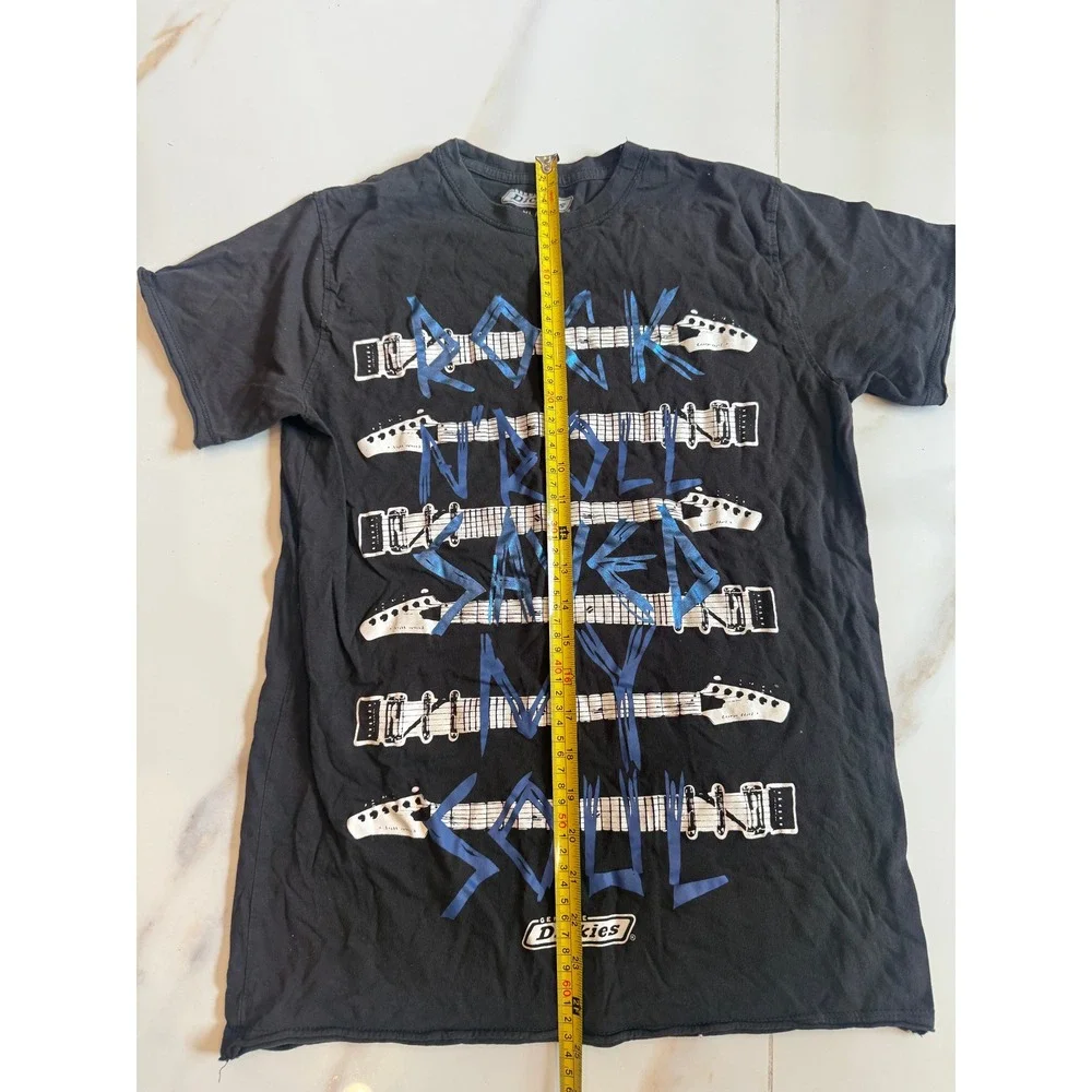 Dickies Rock N Roll Saved My Soul Graphic T-Shirt Black Boys XL 14-16 Guitar